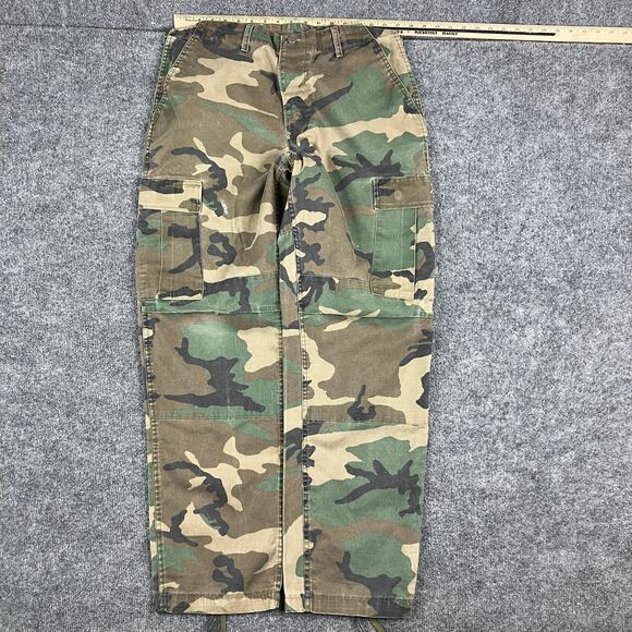 Military Camo Cargo Pants Mens M Long Woodland BDU Utility Combat Army - Picture 1 of 10